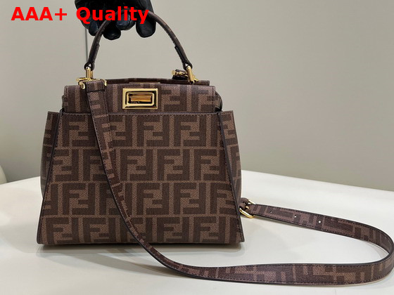 Fendi Mini Peekaboo FF Glazed Fabric Bag with Inlay Replica