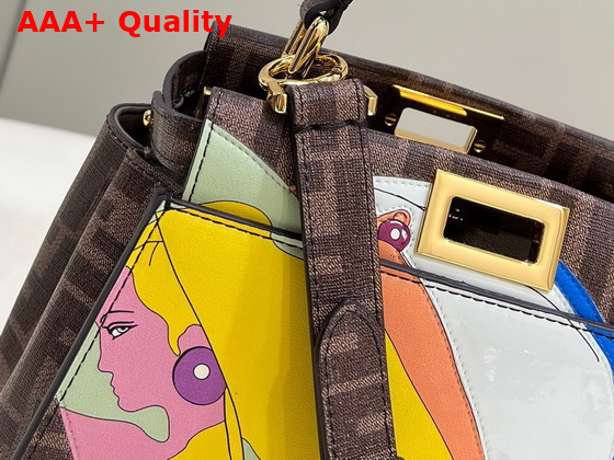 Fendi Mini Peekaboo FF Glazed Fabric Bag with Inlay Replica