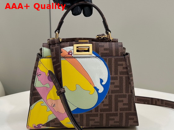 Fendi Mini Peekaboo FF Glazed Fabric Bag with Inlay Replica