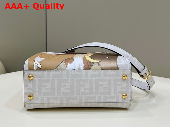 Fendi Mini Peekaboo FF White Glazed Fabric Bag with Inlay Replica