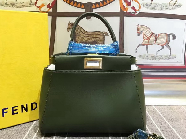 Fendi Mini Peekaboo Green Leather Handbag for Sale