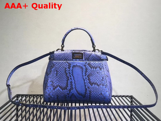 Fendi Mini Peekaboo Handbag Blue Python Replica