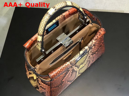 Fendi Mini Peekaboo Handbag Brown Python Replica