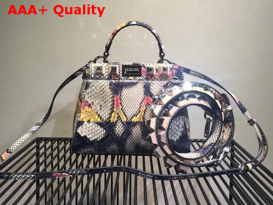 Fendi Mini Peekaboo Handbag Printed Python Replica