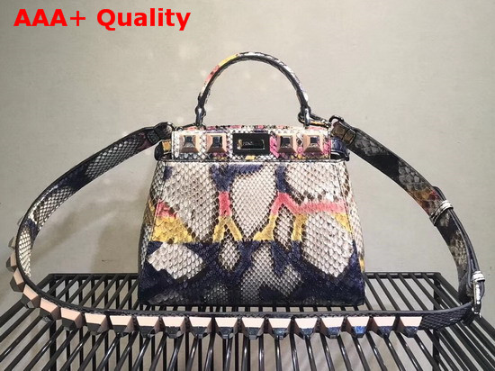 Fendi Mini Peekaboo Handbag Printed Python Replica