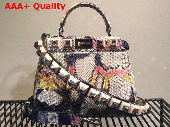 Fendi Mini Peekaboo Handbag Printed Python Replica