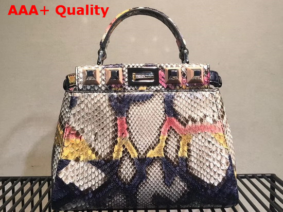 Fendi Mini Peekaboo Handbag Printed Python Replica