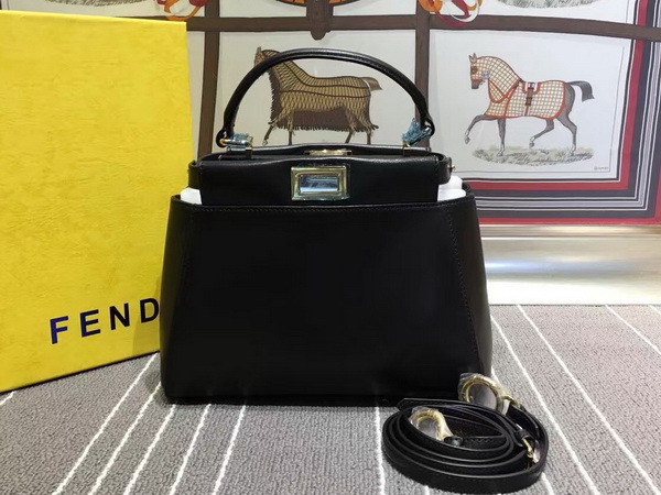 Fendi Mini Peekaboo Handbag in Black Nappa for Sale