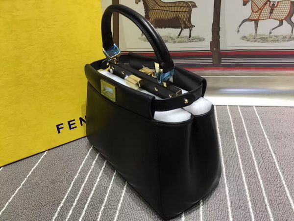 Fendi Mini Peekaboo Handbag in Black Nappa for Sale