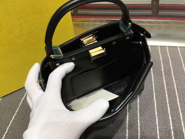 Fendi Mini Peekaboo Handbag in Black Nappa for Sale