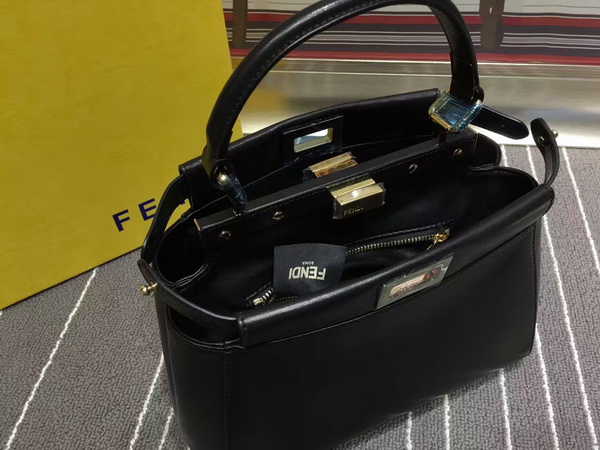 Fendi Mini Peekaboo Handbag in Black Nappa for Sale