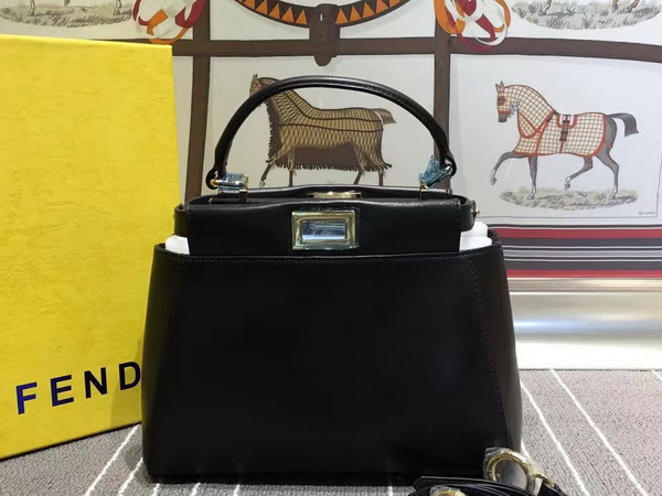 Fendi Mini Peekaboo Handbag in Black Nappa for Sale