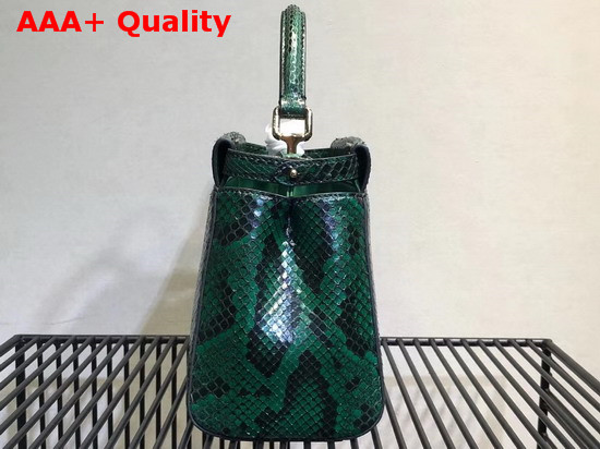 Fendi Mini Peekaboo Handbag in Green Python Replica