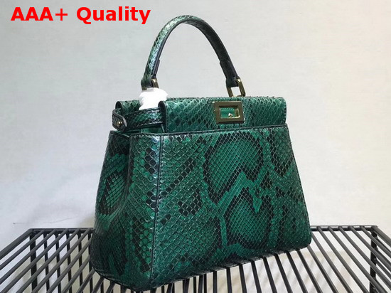 Fendi Mini Peekaboo Handbag in Green Python Replica