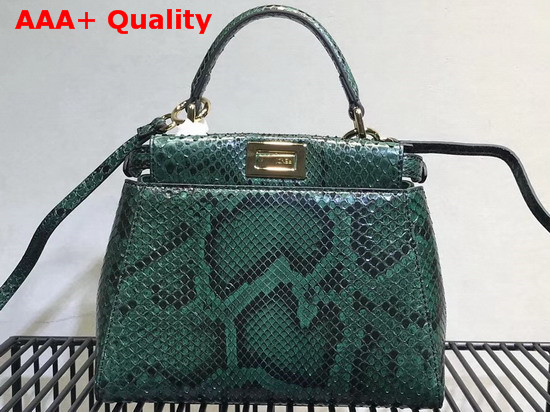 Fendi Mini Peekaboo Handbag in Green Python Replica