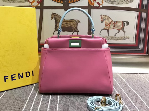 Fendi Mini Peekaboo Handbag in Pink Nappa Leather for Sale