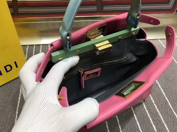 Fendi Mini Peekaboo Handbag in Pink Nappa Leather for Sale