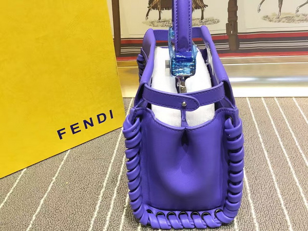 Fendi Mini Peekaboo Light Blue Leather Handbag With Weave for Sale