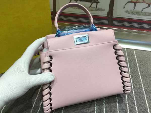 Fendi Mini Peekaboo Pink Nappa Handbag With Weave for Sale