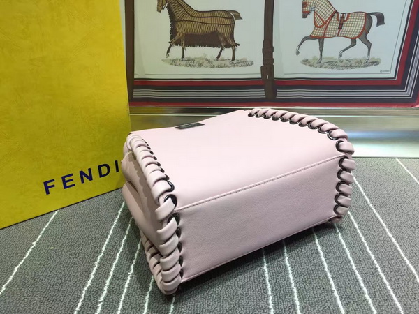 Fendi Mini Peekaboo Pink Nappa Handbag With Weave for Sale