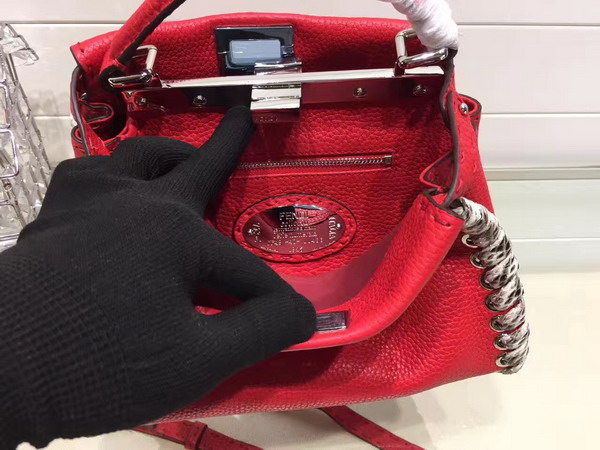 Fendi Mini Peekaboo Red Selleria Handbag Roman Leather For Sale