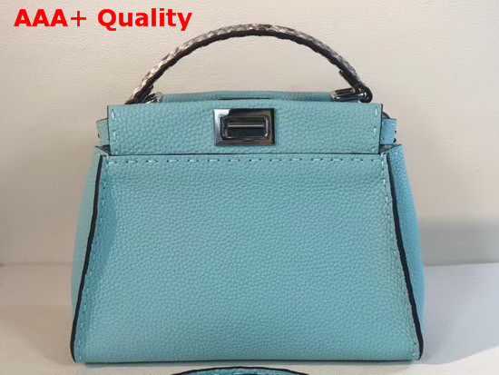 Fendi Mini Peekaboo Selleria Handbag with Python Details Turquoise Replica