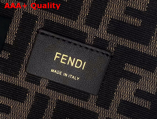 Fendi Mini Roma Amor Mon Tresor Bucket Bag Jacquard FF Logo Fabric Black Embroidered Logo Replica