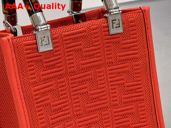 Fendi Mini Sunshine Shopper Bag Made of Red Technical Mesh with 3D Texture FF Motif and Stiff Tortoiseshell Effect Plexiglass Handles Replica