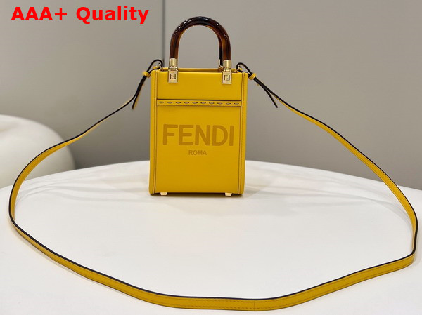 Fendi Mini Sunshine Shopper Bag in Yellow Leather Replica