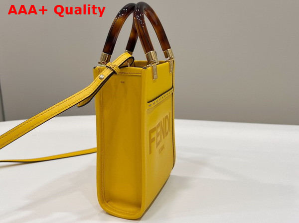 Fendi Mini Sunshine Shopper Bag in Yellow Leather Replica