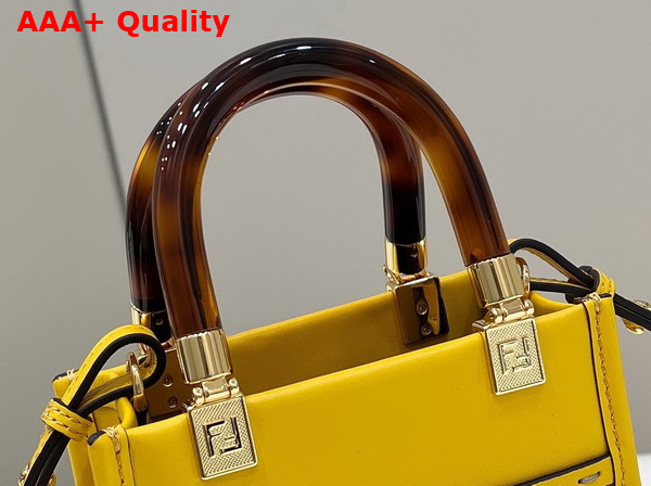 Fendi Mini Sunshine Shopper Bag in Yellow Leather Replica