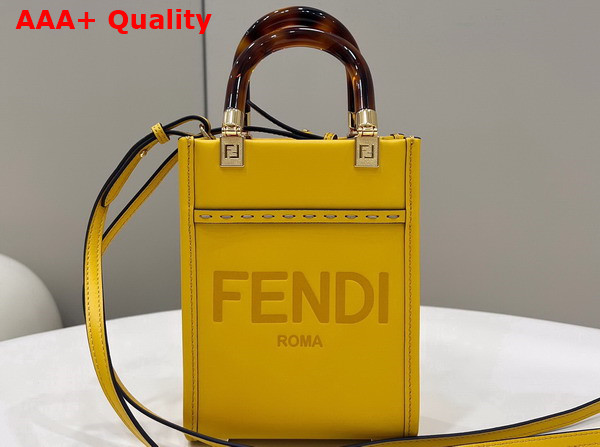 Fendi Mini Sunshine Shopper Bag in Yellow Leather Replica