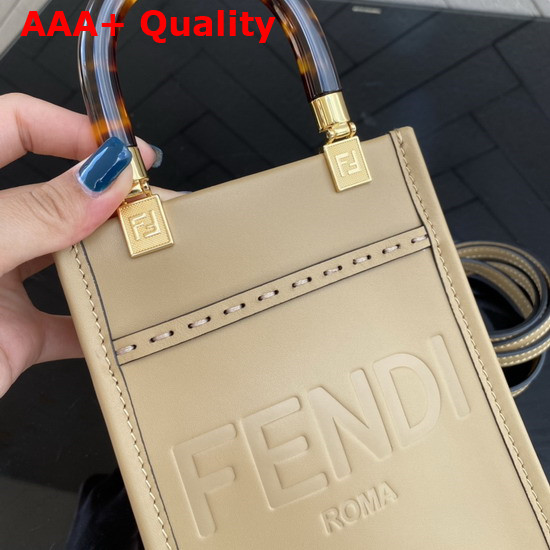 Fendi Mini Sunshine Shopper Beige Leather Mini Bag Replica