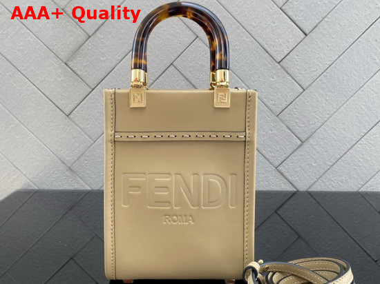 Fendi Mini Sunshine Shopper Beige Leather Mini Bag Replica