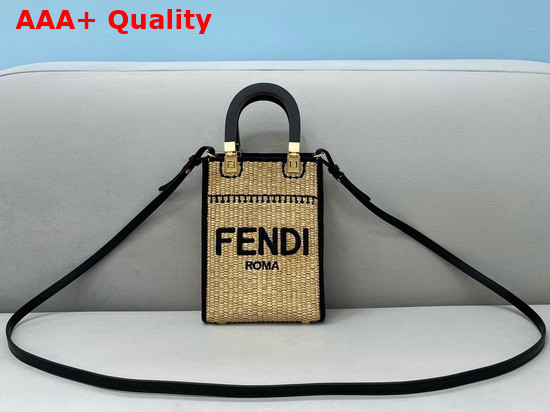 Fendi Mini Sunshine Shopper Braided Straw Mini Bag Replica