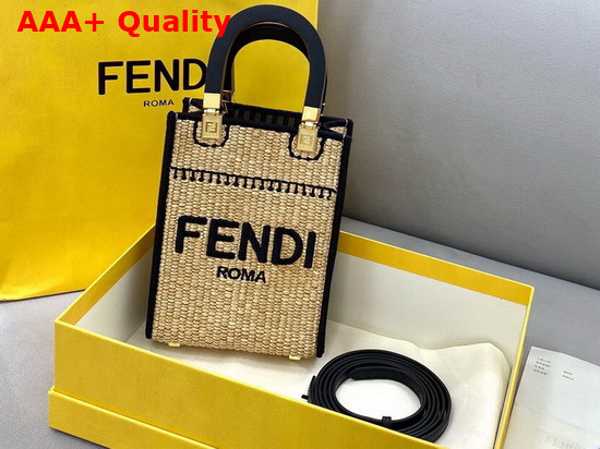 Fendi Mini Sunshine Shopper Braided Straw Mini Bag Replica