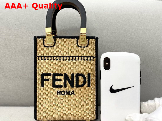 Fendi Mini Sunshine Shopper Braided Straw Mini Bag Replica