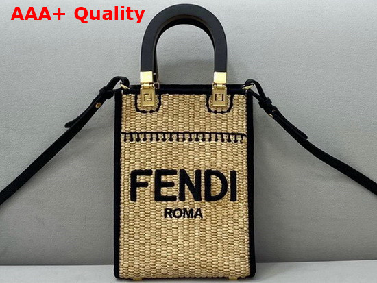 Fendi Mini Sunshine Shopper Braided Straw Mini Bag Replica