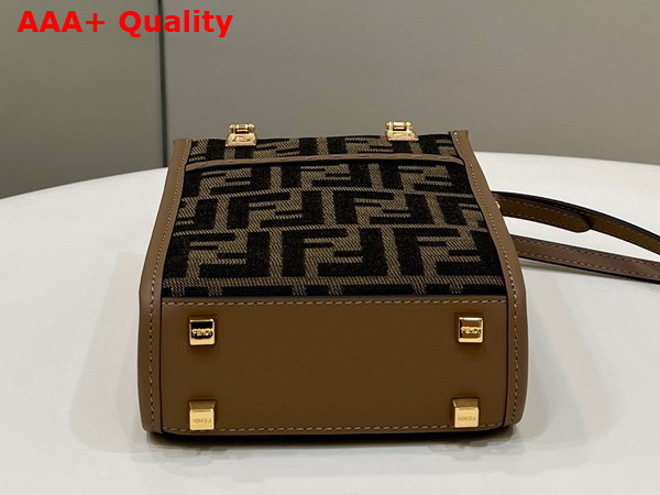 Fendi Mini Sunshine Shopper Brown FF Fabric Mini Bag Replica