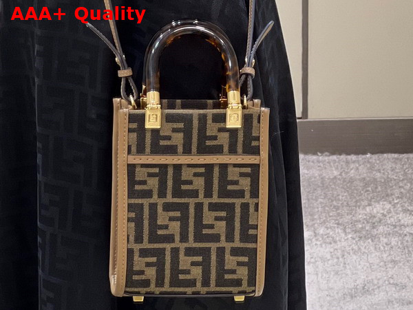 Fendi Mini Sunshine Shopper Brown FF Fabric Mini Bag Replica