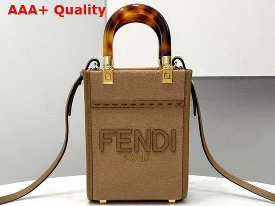 Fendi Mini Sunshine Shopper Brown Flannel Mini Bag Replica