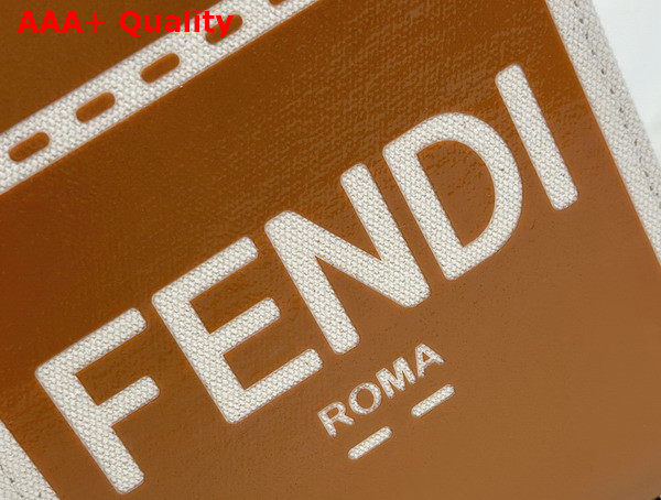 Fendi Mini Sunshine Shopper Brown Patent Leather and Canvas Mini Bag Replica