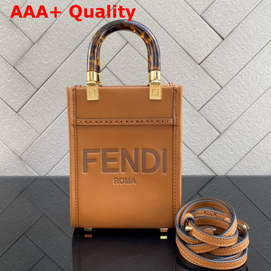 Fendi Mini Sunshine Shopper Dark Brown Leather Mini Bag Replica