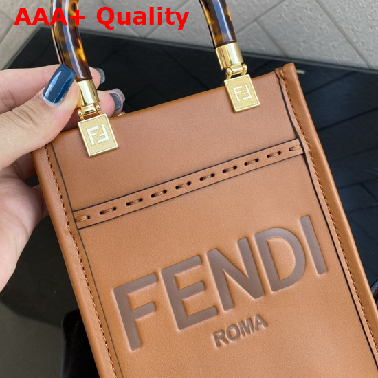 Fendi Mini Sunshine Shopper Dark Brown Leather Mini Bag Replica