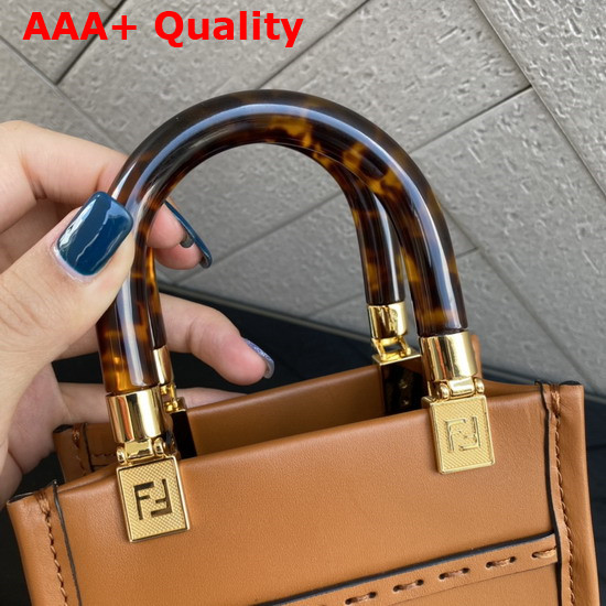 Fendi Mini Sunshine Shopper Dark Brown Leather Mini Bag Replica