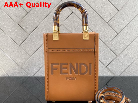 Fendi Mini Sunshine Shopper Dark Brown Leather Mini Bag Replica