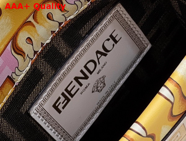 Fendi Mini Sunshine Shopper Fendace Printed White Leather Mini Bag Replica