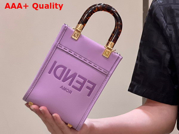 Fendi Mini Sunshine Shopper Lilac Leather Mini Bag Replica