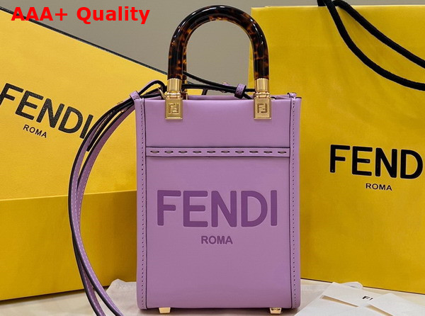 Fendi Mini Sunshine Shopper Lilac Leather Mini Bag Replica