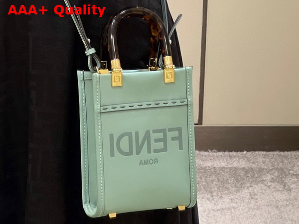 Fendi Mini Sunshine Shopper Mint Green Leather Mini Bag Replica